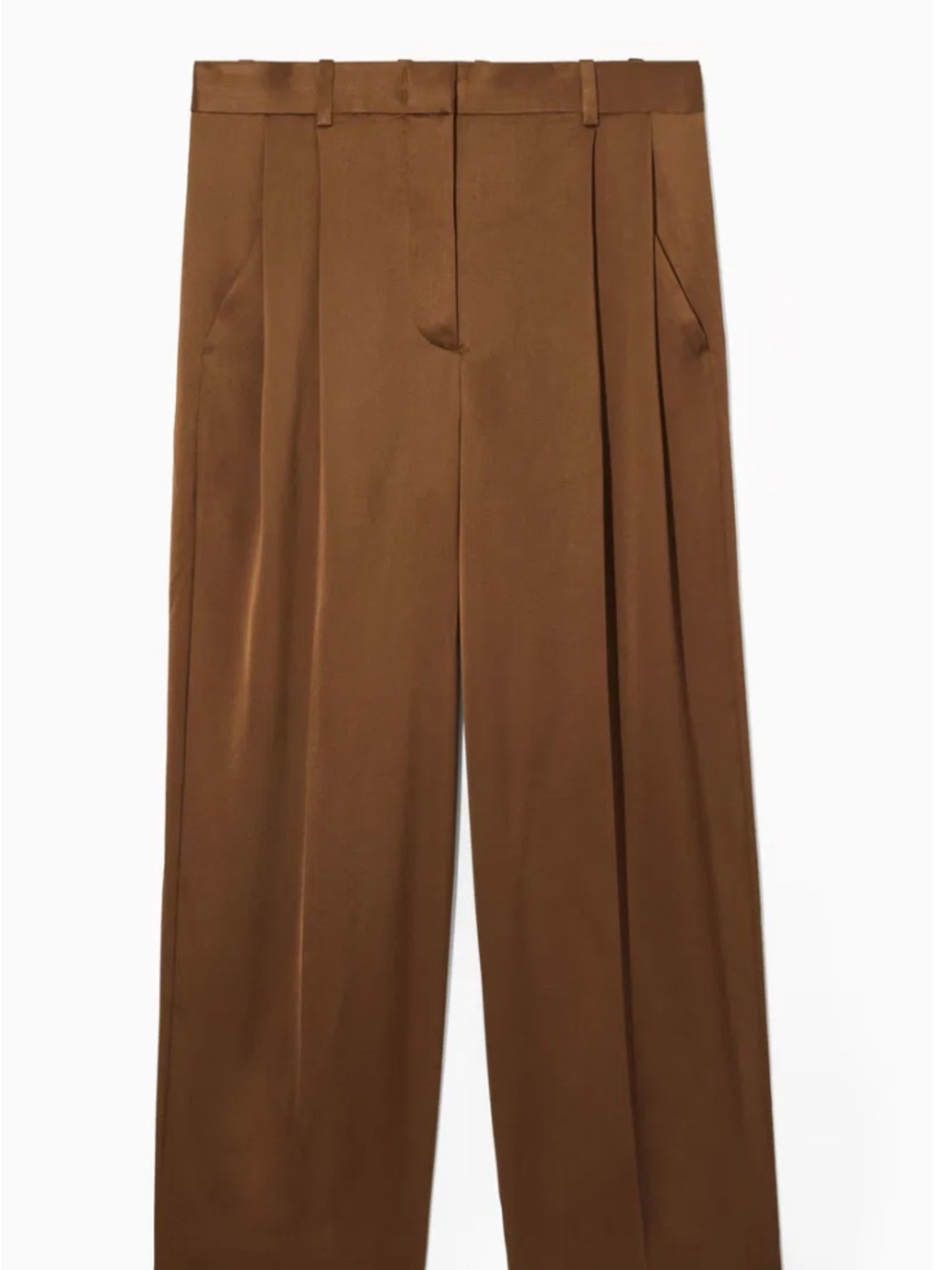 COS Wide-Leg High-Rise satin Trousers in Brown in size 2 - Picture 4 of 10